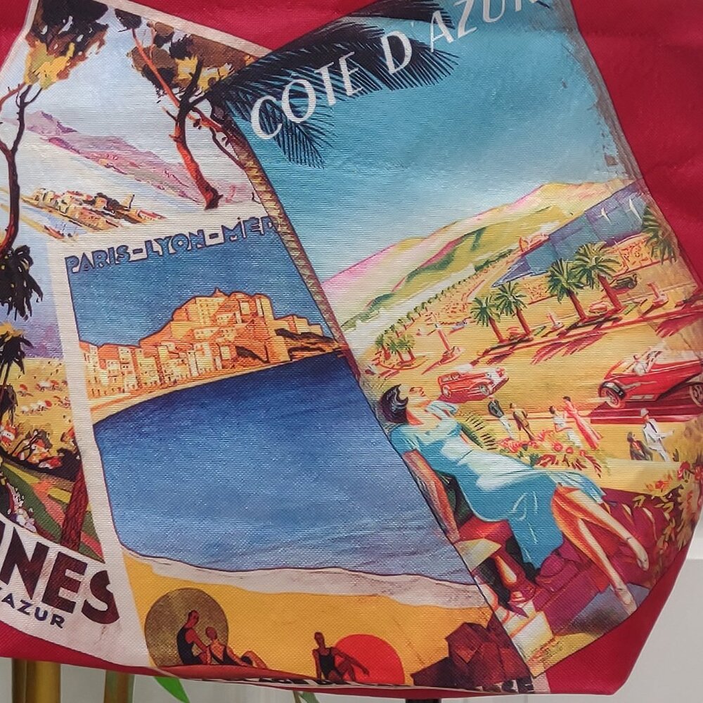 Lancôme Paris Cannes Cote D' Azur Red Tote Bag - Picture 7 of 7